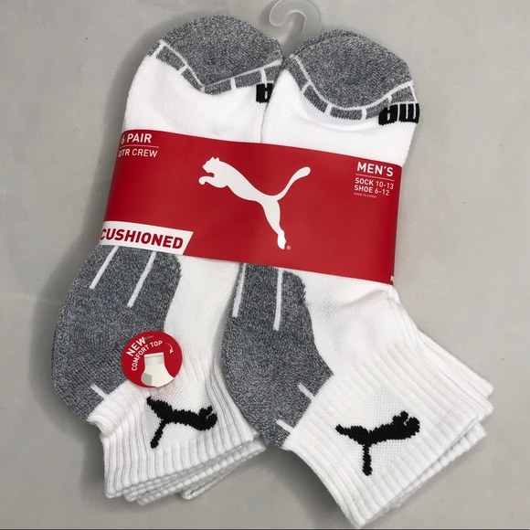 New Puma Socks Men’s 6 Pair White Gray Shoes - Picture 1 of 4